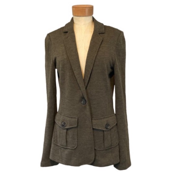 Tory Burch “Seth” Knit Blazer In “Sidewalk Grey”